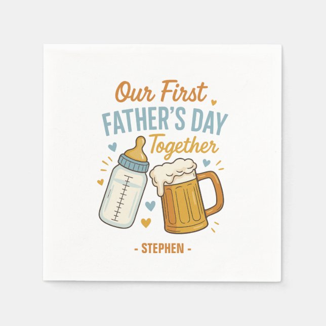 Erster Tag des Vaters - Beer & Baby Flasche Serviette (Vorderseite)