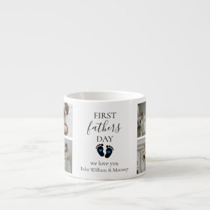 Erster Tag des Vaters - Kinderfußabdrücke und blau Espressotasse