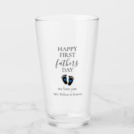 Erster Tag des Vaters - Kinderfußabdrücke und blau Glas