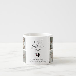 Erster Tag des Vaters - Kinderfußabdrücke und rosa Espressotasse