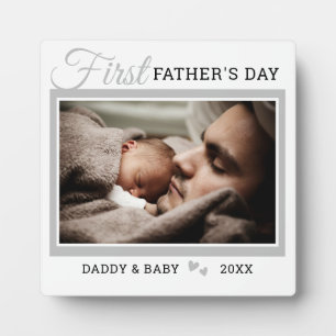 Erster Tag des Vaters Neuen Papa Foto Weiß Fotoplatte