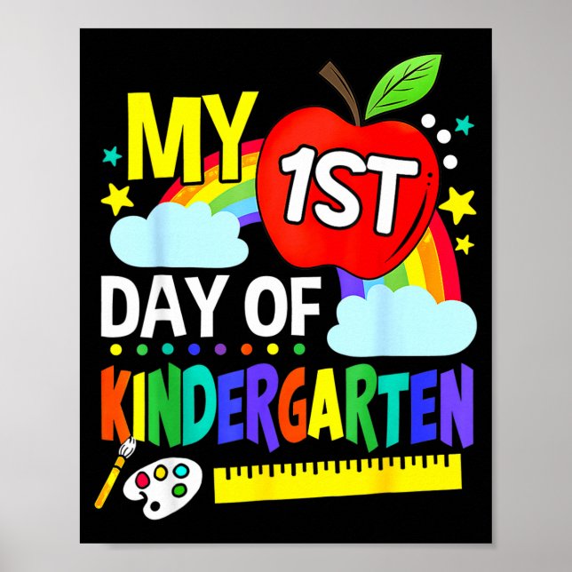 Erster Tag im Kindergarten lustig bunt Poster (Vorne)