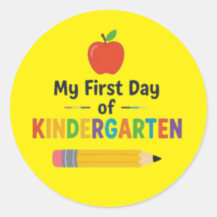 Erster Tag im Kindergarten Runder Aufkleber