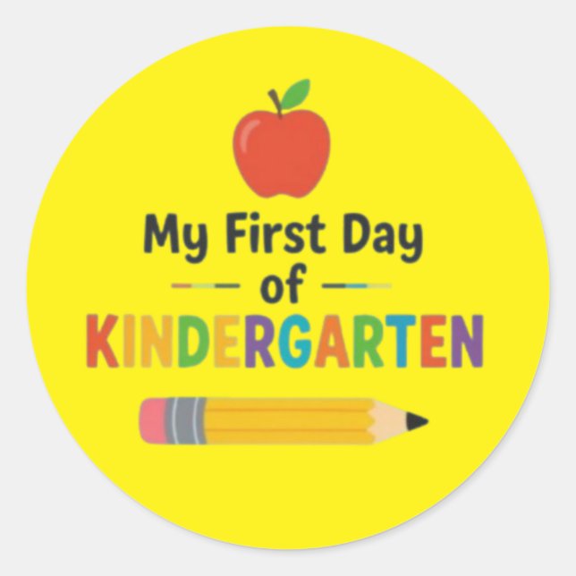 Erster Tag im Kindergarten Runder Aufkleber (Vorderseite)