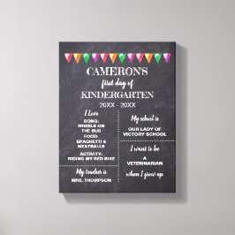Erster Tag Kindergarten Chalkboard über mich unter Leinwanddruck