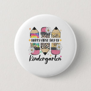 Erster Tag Kindergarten-Lehrer Leopard Bleistift C Button