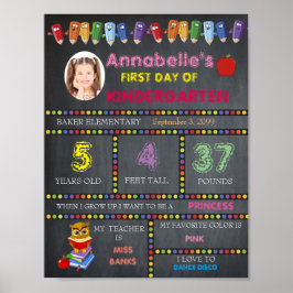 Erster Tag Kindergarten-Sign-MIRL, Chalkboard Poster