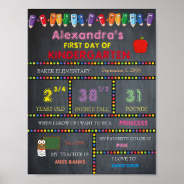 Erster Tag Kindergarten-Sign-MIRL, Chalkboard Poster