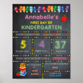 Erster Tag Kindergarten-Sign-MIRL, Chalkboard Poster