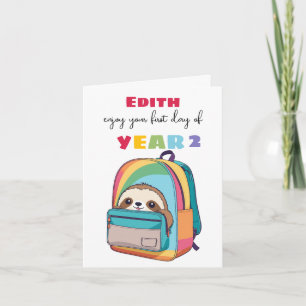 erster Tag neues Schuljahr Sohn Tochter süßes Faul Karte