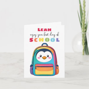 Erster Tag Pinguin Rucksack Schule Sohn Tochter Karte