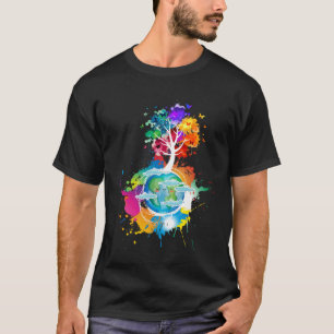 Erster Tag Tägliche farbenfrohe Erde Baum Frauen M T-Shirt