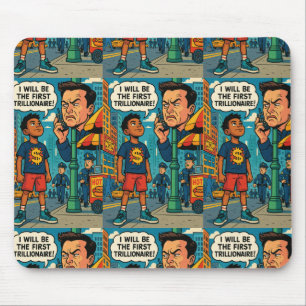 Erster Trillionär" Motivations-Comic-Stil Mousepad
