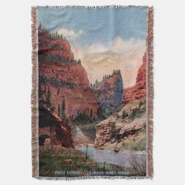 Erster Tunnel - Colorado Royal Gorge Throw Blanket Decke (Vorderseite Vertikal)