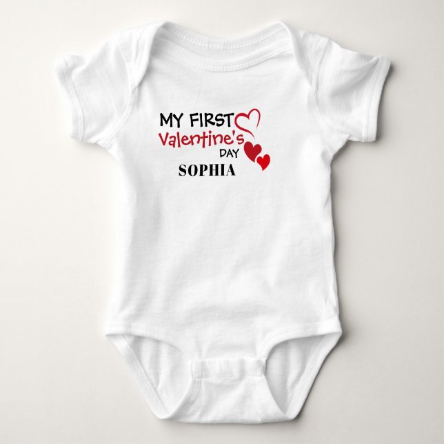 Erster Valentinstag Baby Strampler (Vorderseite)