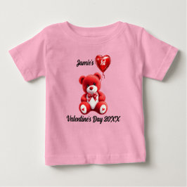 Erster Valentinstag | Personalisierter Teddy Bär Baby T-shirt