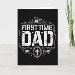 Erster Vater Est 2025 - Patriotischer Christ Kreuz Karte