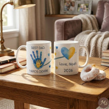Erster Vatertag 2026 Blaues Wasserfarbe-Handabdruc