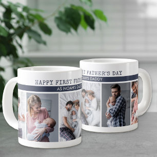 Erster Vatertag als Daddy - 5-Foto-Collage Jumbo-Tasse