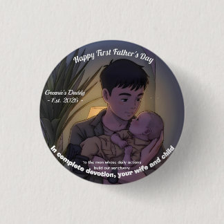 Erster Vatertag Anime Style Nacht Button