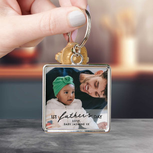 Erster Vatertag Baby & Papa Foto Schlüsselanhänger