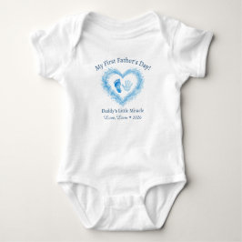 Erster Vatertag Blaues Wasserfarben-Herz-Fußabdruc Baby Strampler
