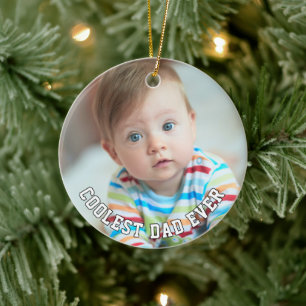 Erster Vatertag Coolster Vater überhaupt Baby-Foto Keramik Ornament