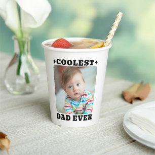 Erster Vatertag Coolster Vater überhaupt Baby-Foto Pappbecher