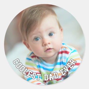 Erster Vatertag Coolster Vater überhaupt Baby-Foto Runder Aufkleber