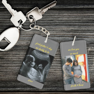 Erster Vatertag Daddy-to-be Grau 2 Foto Schlüsselanhänger