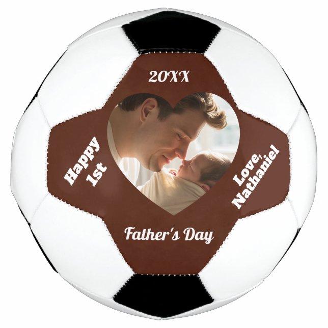 Erster Vatertag Herz gerahmter Fußball (Vorderseite)
