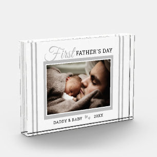 Erster Vatertag Neuer Papa Weißer Foto Block