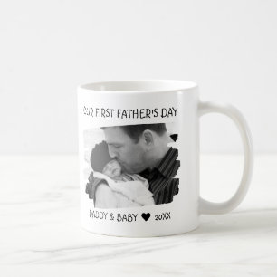Erster Vatertag New Dad Baby Foto Schwarz-weiß Kaffeetasse