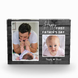 Erster Vatertag New Dad Black Wood 2 Foto