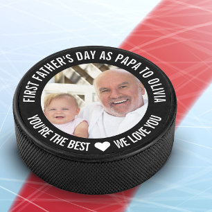Erster Vatertag Papa wird Sohn Ultraschall Foto Ho Eishockey Puck