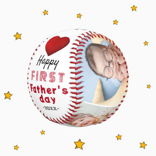 Erster Vatertag Red Heart 4 Foto Collage Baseball