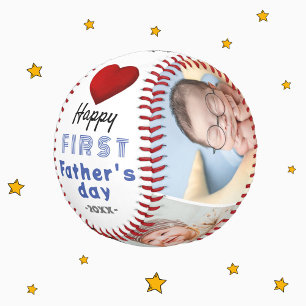 Erster Vatertag Red Heart 4 Foto Collage Baseball