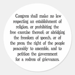 Erster Verfassungszusatz Runder Aufkleber