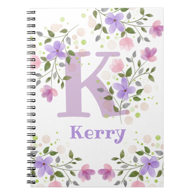 Erster Vorname Plus Name Kerry mit Blume Notizblock (Vorderseite)