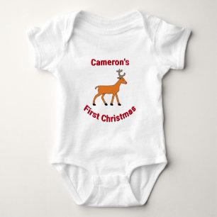 Erster Weihnachtsbrauch Namen Süßer Xmas-Rentier Baby Strampler