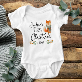Erster Weihnachtscreme Niedlich Fox Baby Strampler