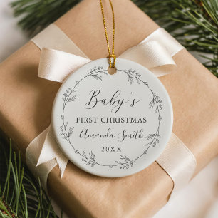 Erster Weihnachtsfloristik-Botanik-Kranz Keramik Ornament