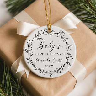 Erster Weihnachtsfloristik-Botanik-Kranz Keramik Ornament