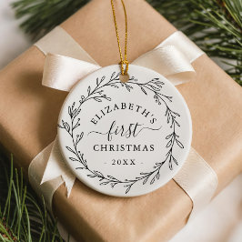 Erster Weihnachtsfloristik-Botanik-Kranz Keramik Ornament