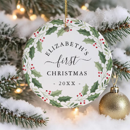 Erster Weihnachtsfloristik-Kranz Keramik Ornament