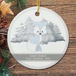 Erster Weihnachtsfox Keramik Ornament