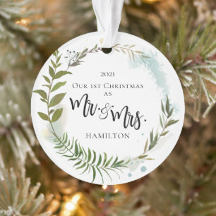 Erster Weihnachtsgrün-Foto-Schmuck Ornament
