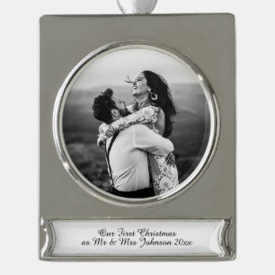 Erster Weihnachtsherr u. Frau Married Couple Banner-Ornament Silber