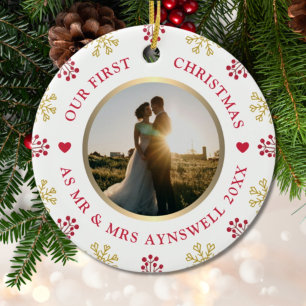 Erster Weihnachtsmann & Foto Feiertag Keramik Ornament