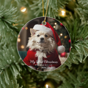 Erster Weihnachtsmensch Hund Funny Foto Ornament